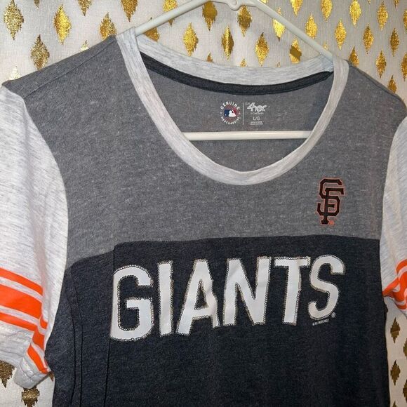 Women’s 4 her San Francisco Giants sequined T-shirt baseball MLB size L - Picture 2 of 5
